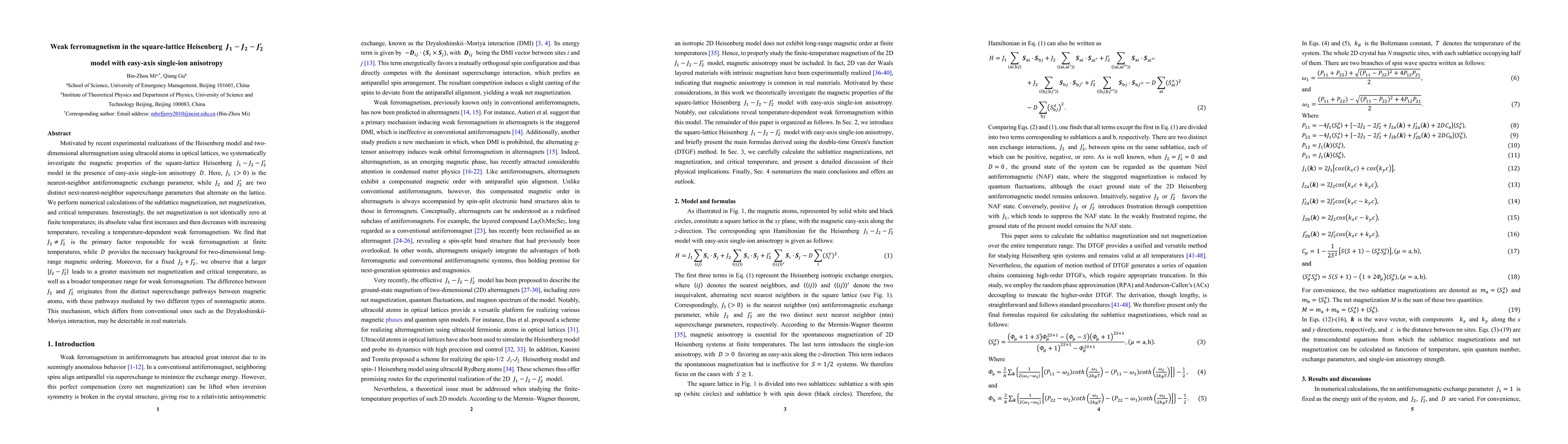 Thumbnail for Weak ferromagnetism in the square-lattice Heisenberg $J_1$-$J_2$-$J_2^\prime$ model with easy-axis single-ion anisotropy