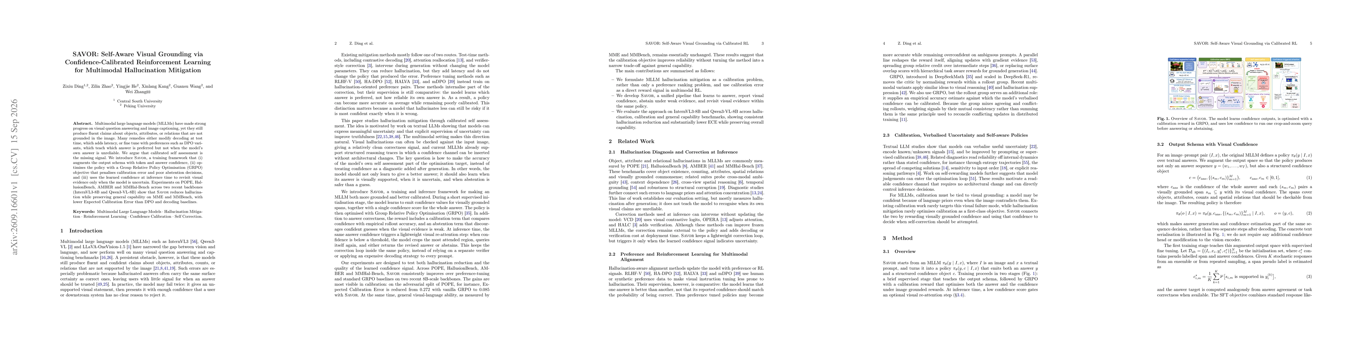 Thumbnail for SAVOR: Self-Aware Visual Grounding via Confidence-Calibrated Reinforcement Learning for Multimodal Hallucination Mitigation