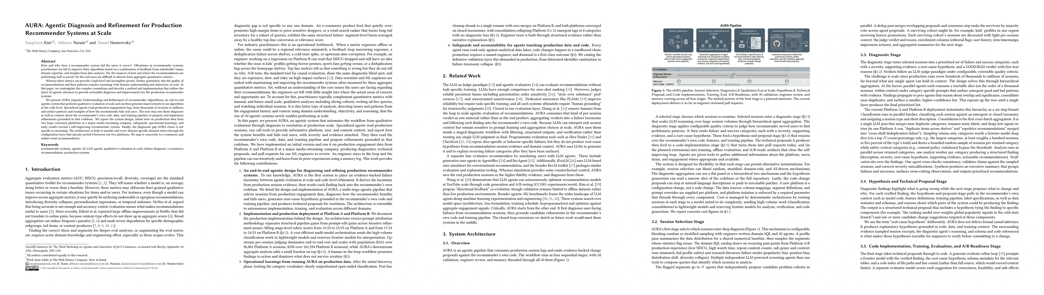 Thumbnail for AURA: Agentic Diagnosis and Refinement for Production Recommender Systems at Scale