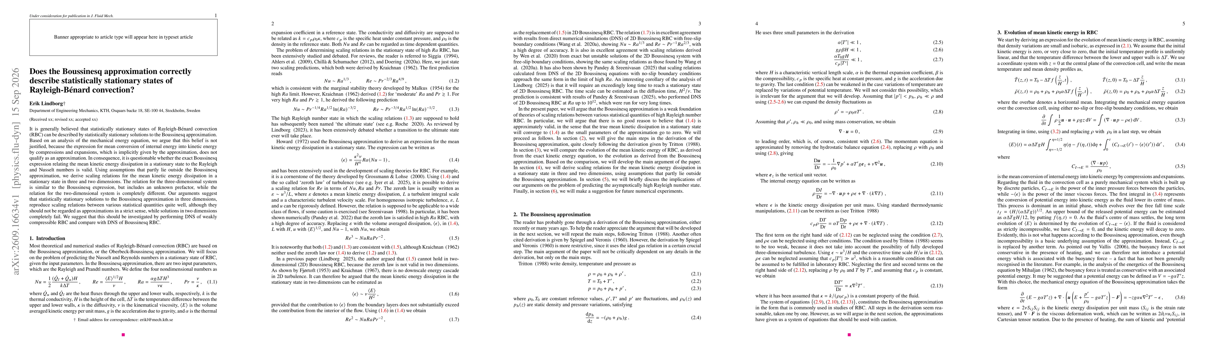 Thumbnail for Does the Boussinesq approximation correctly describe statistically stationary states of Rayleigh-Bénard convection?