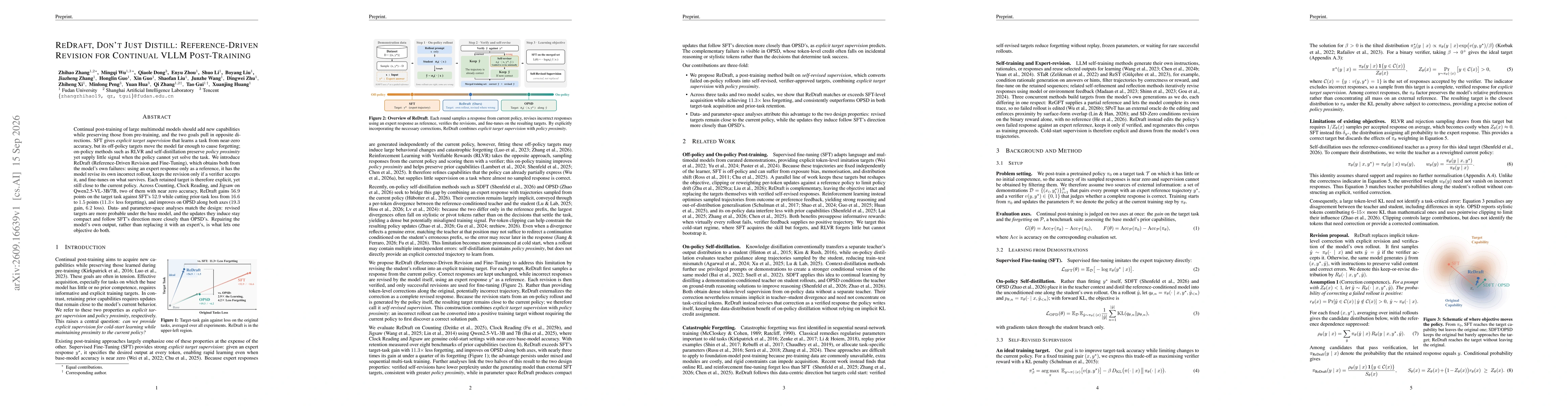 Thumbnail for ReDraft, Don't Just Distill: Reference-Driven Revision for Continual VLLM Post-Training