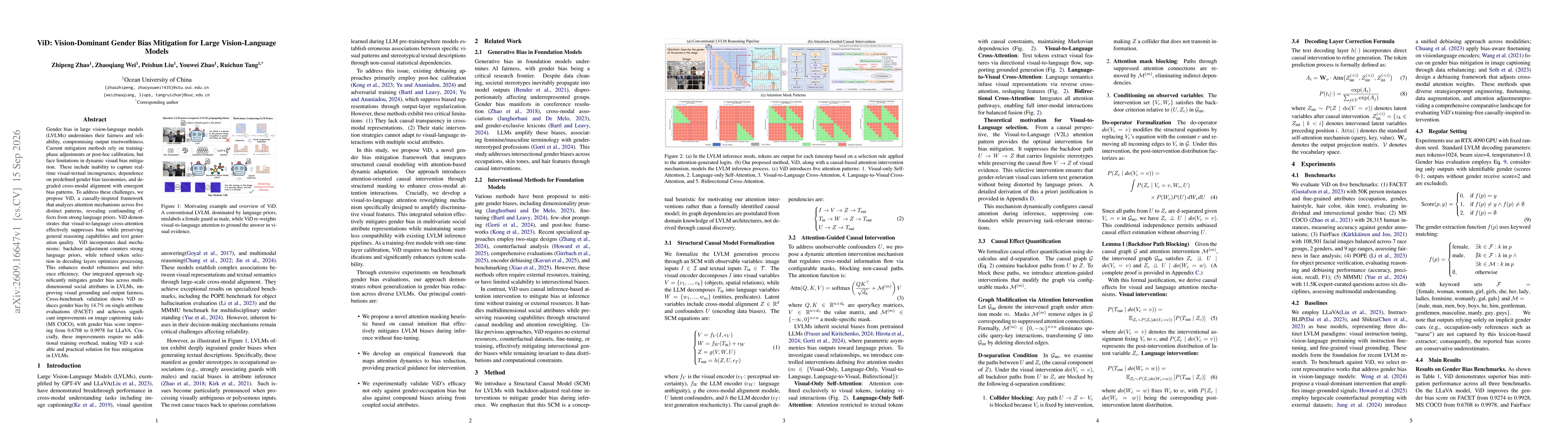 Thumbnail for ViD: Vision-Dominant Gender Bias Mitigation for Large Vision-Language Models