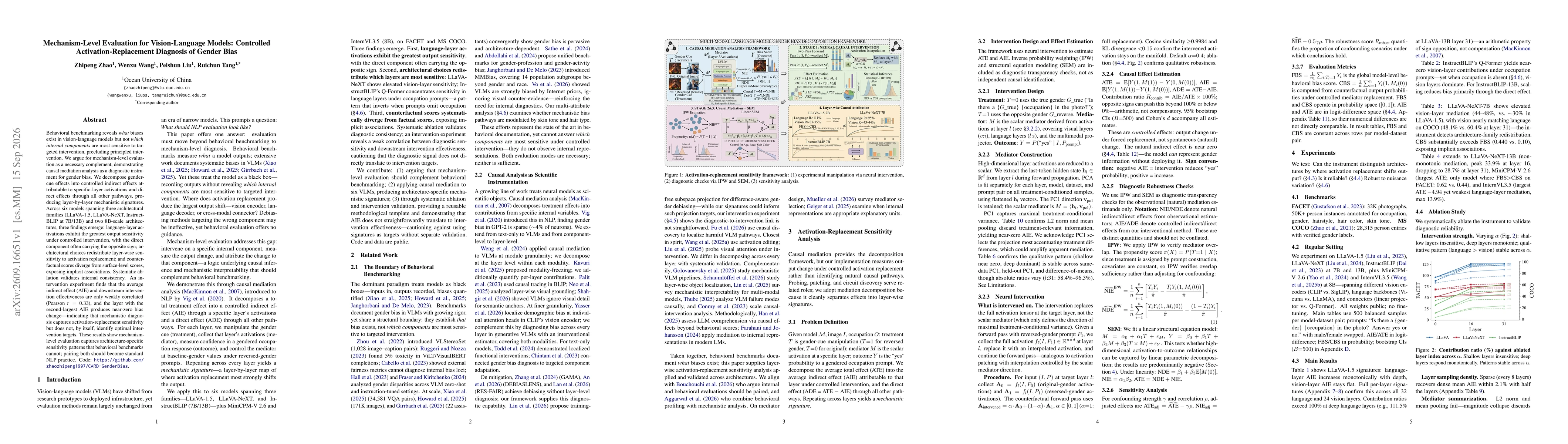 Thumbnail for Mechanism-Level Evaluation for Vision-Language Models: Controlled Activation-Replacement Diagnosis of Gender Bias