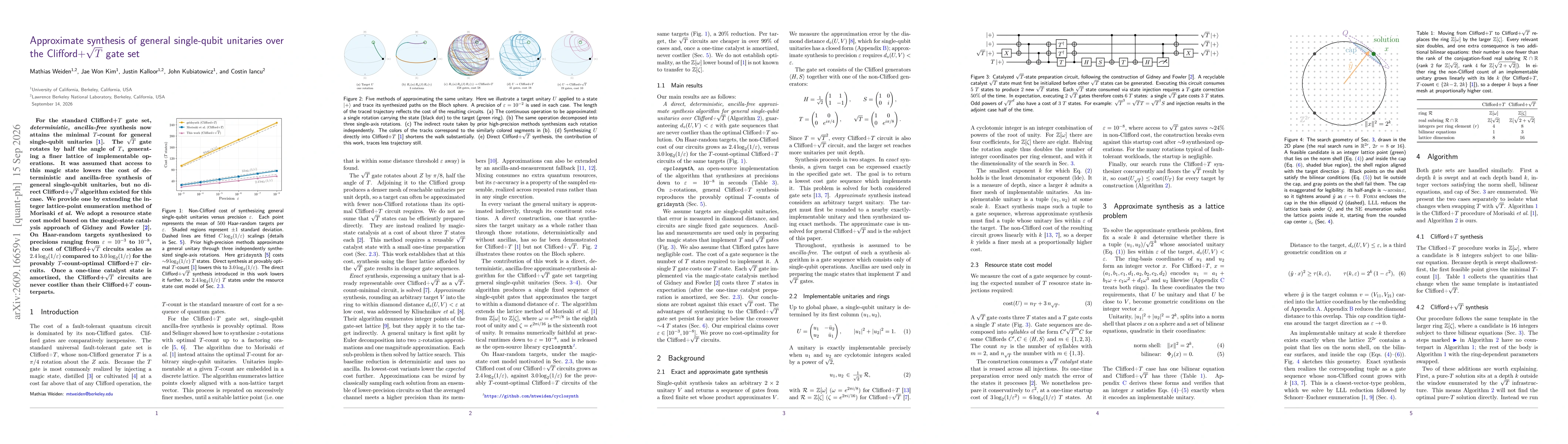 Thumbnail for Approximate synthesis of general single-qubit unitaries over the Clifford+$\sqrt{T}$ gate set