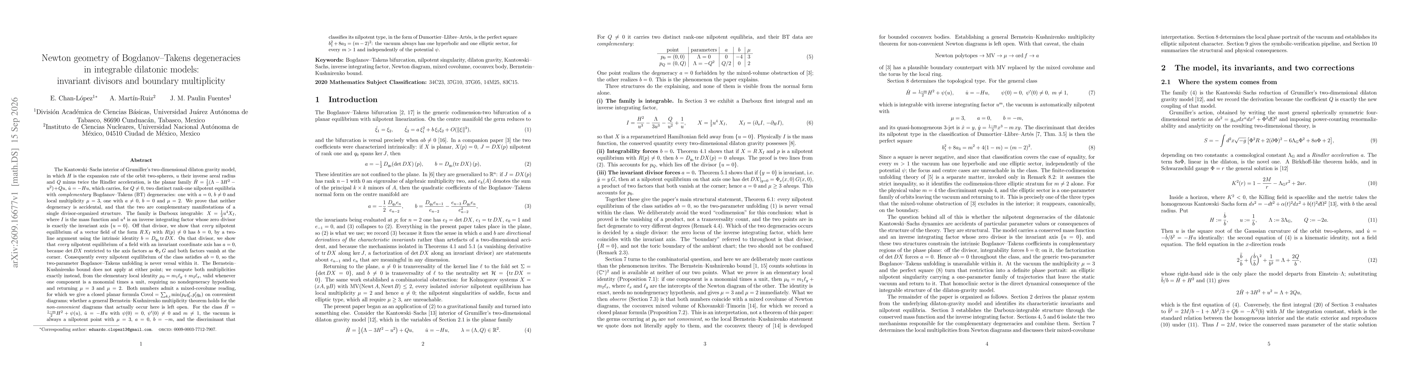 Thumbnail for Newton geometry of Bogdanov-Takens degeneracies in integrable dilatonic models: invariant divisors and boundary multiplicity