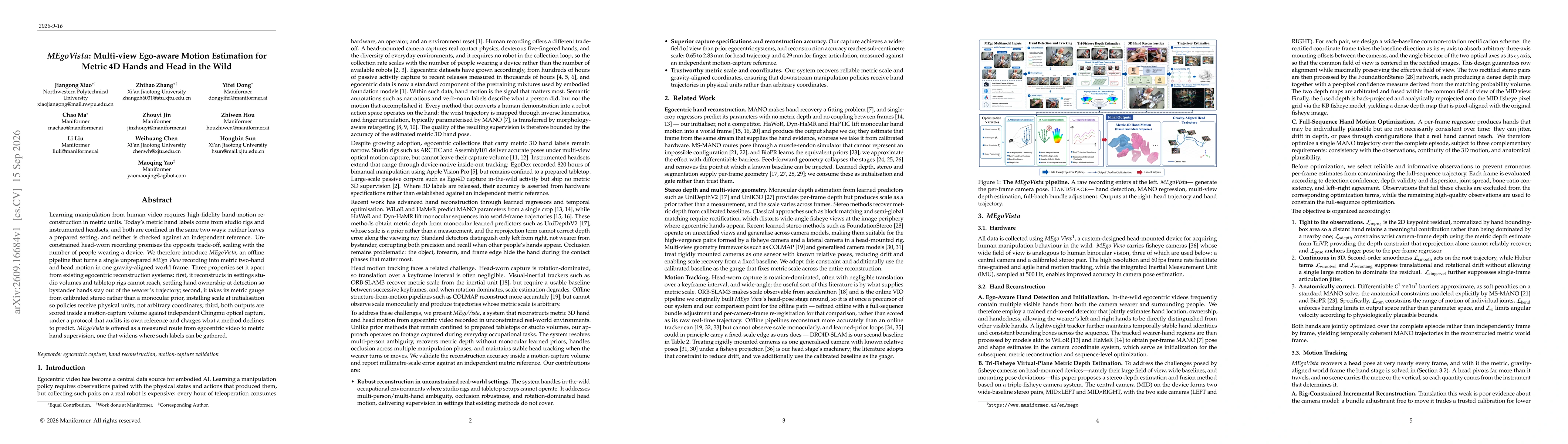 Thumbnail for MEgoVista: Multi-view Ego-aware Motion Estimation for Metric 4D Hands and Head in the Wild