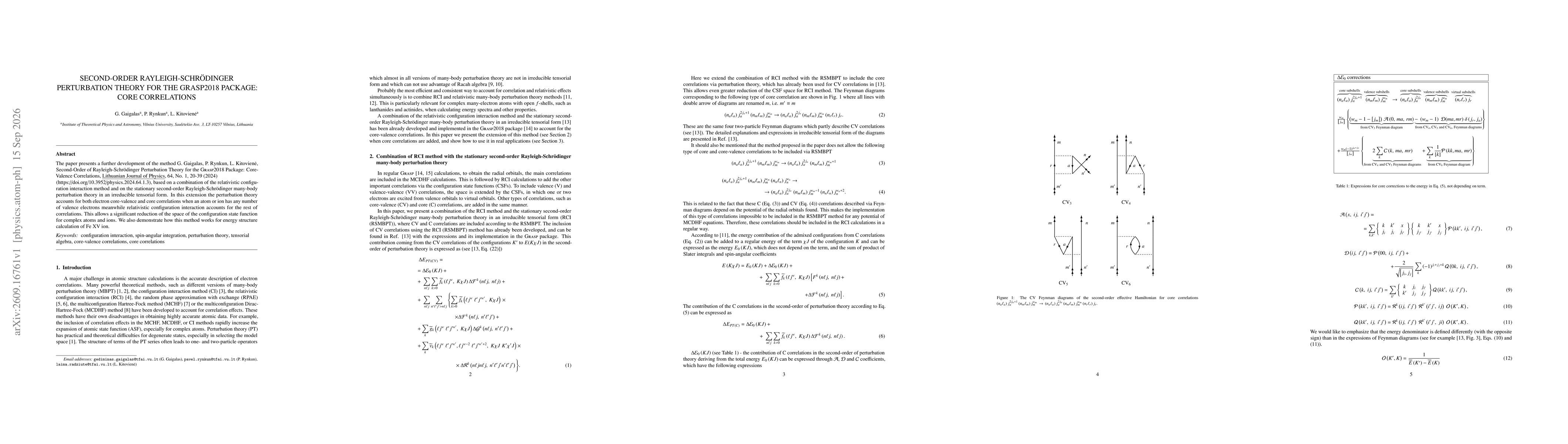 Thumbnail for Second-Order Rayleigh-Schrödinger Perturbation Theory for the GRASP2018 Package: Core Correlations