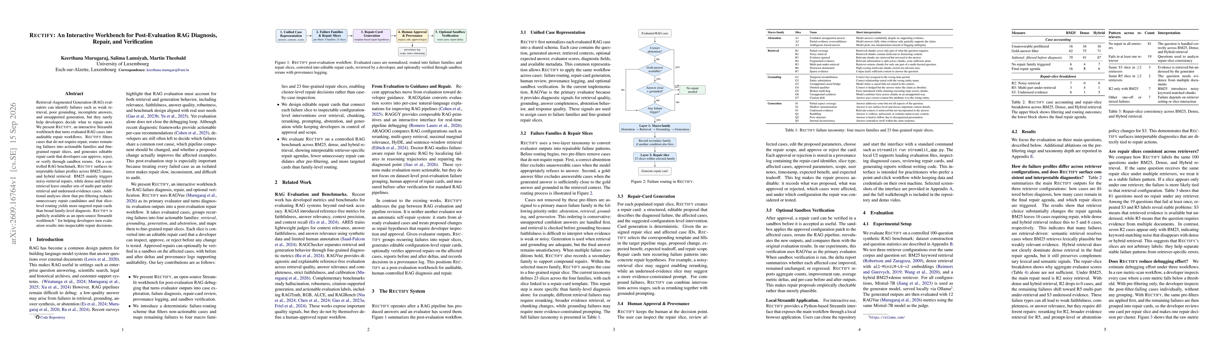 Thumbnail for RECTIFY: An Interactive Workbench for Post-Evaluation RAG Diagnosis, Repair, and Verification