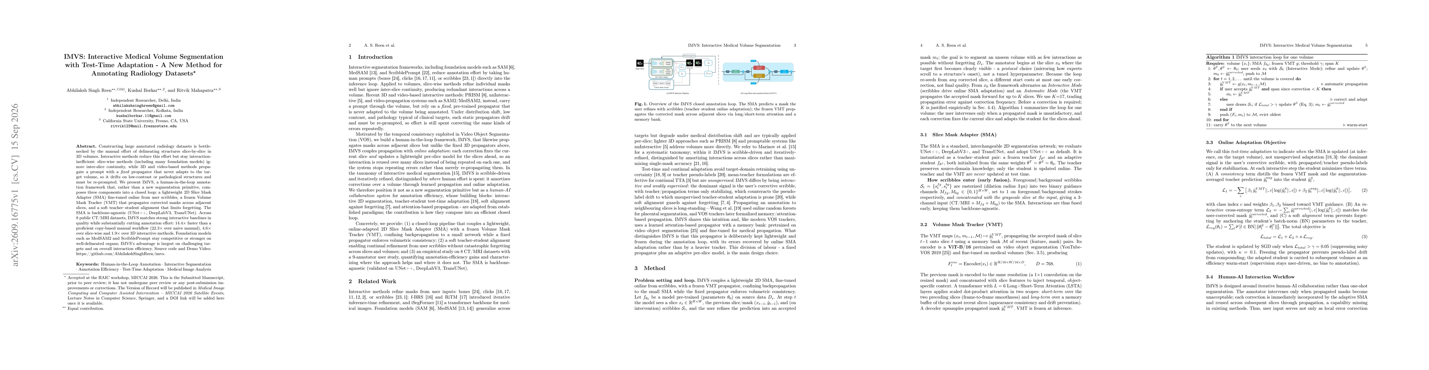 Thumbnail for IMVS: Interactive Medical Volume Segmentation with Test-Time Adaptation - A New Method for Annotating Radiology Datasets