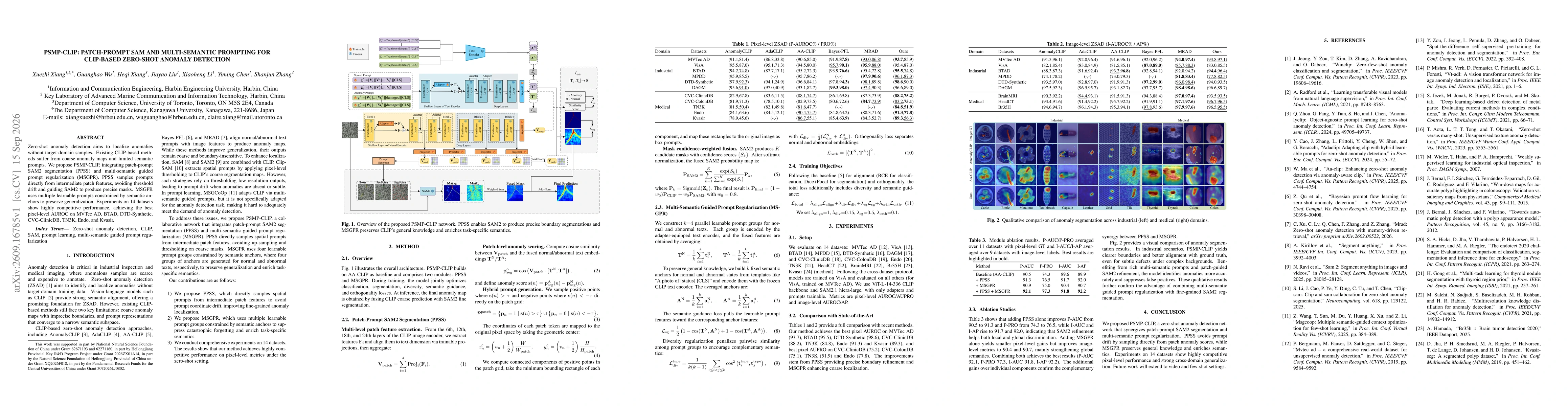 Thumbnail for PSMP-CLIP: Patch-Prompt SAM and Multi-Semantic Prompting for CLIP-Based Zero-Shot Anomaly Detection