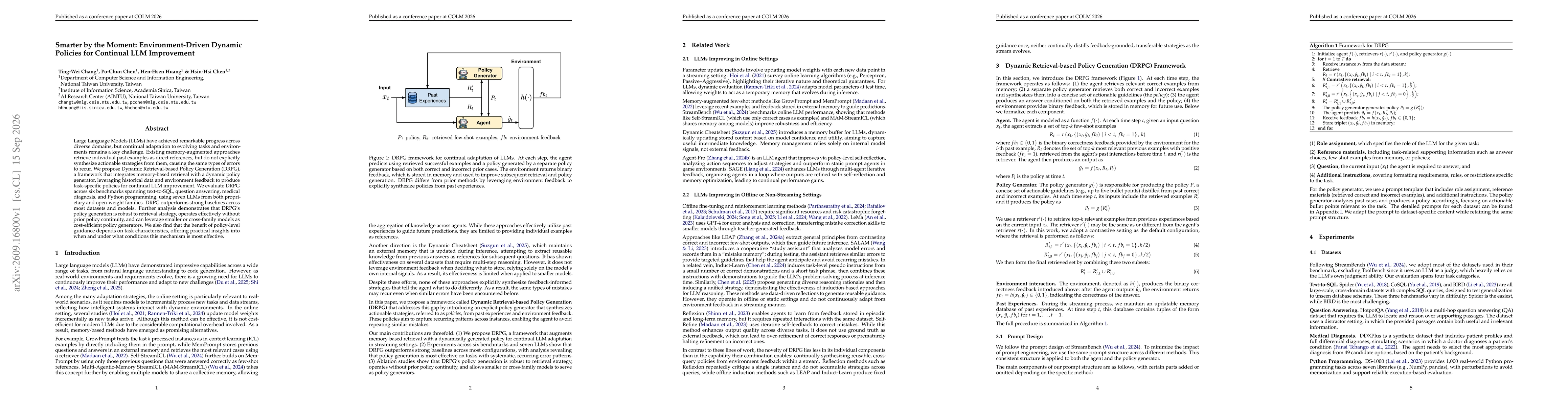Thumbnail for Smarter by the Moment: Environment-Driven Dynamic Policies for Continual LLM Improvement