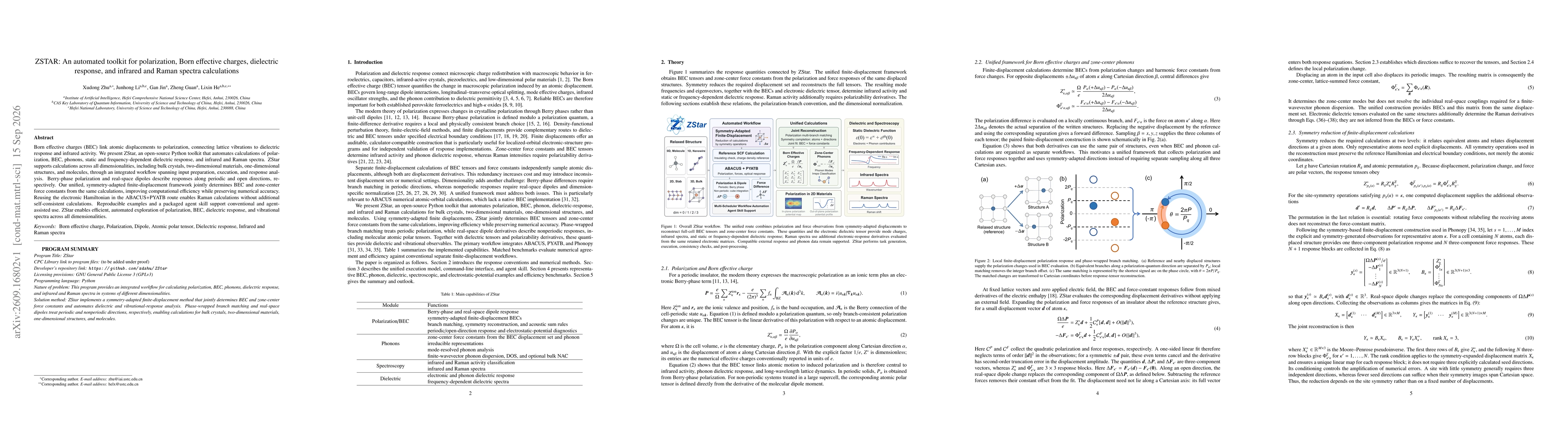 Thumbnail for ZStar: An automated toolkit for polarization, Born effective charges, dielectric response, and infrared and Raman spectra calculations