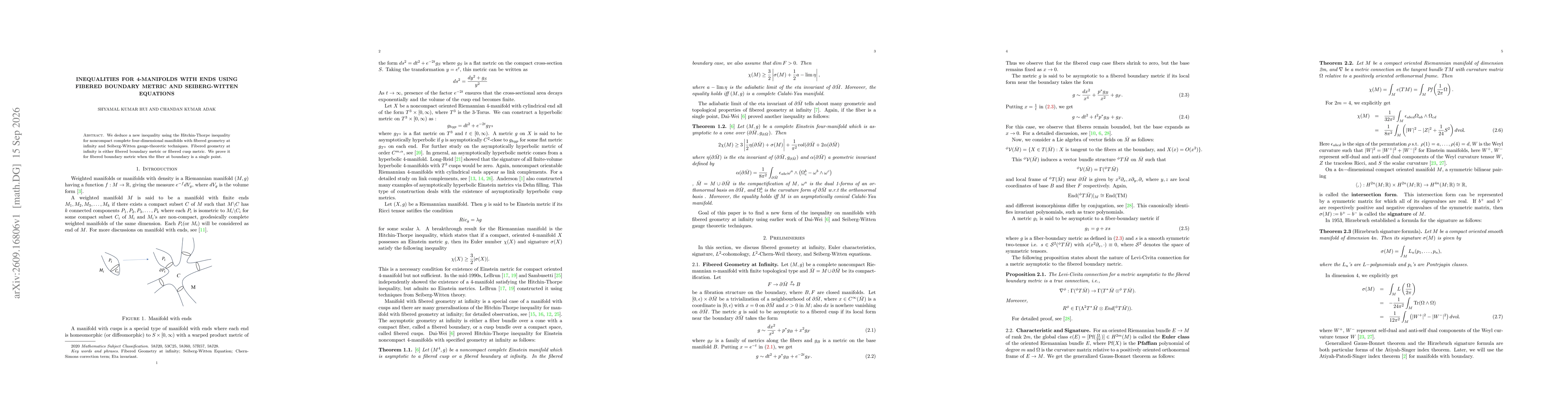 Thumbnail for Inequalities for 4-Manifolds with Ends using Fibered boundary metric and Seiberg-Witten Equations