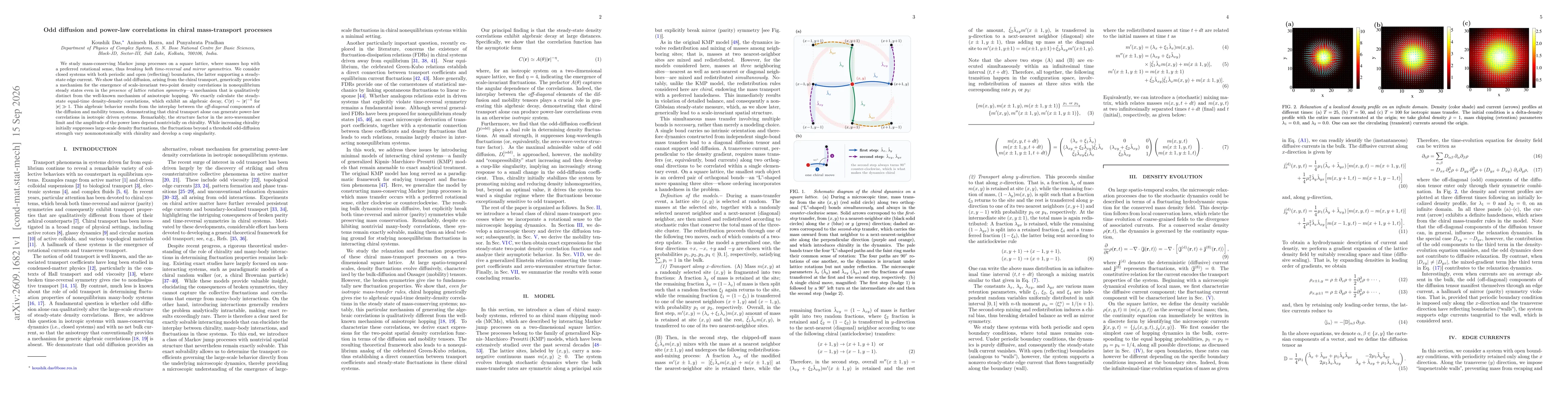 Thumbnail for Odd diffusion and power-law correlations in chiral mass-transport processes