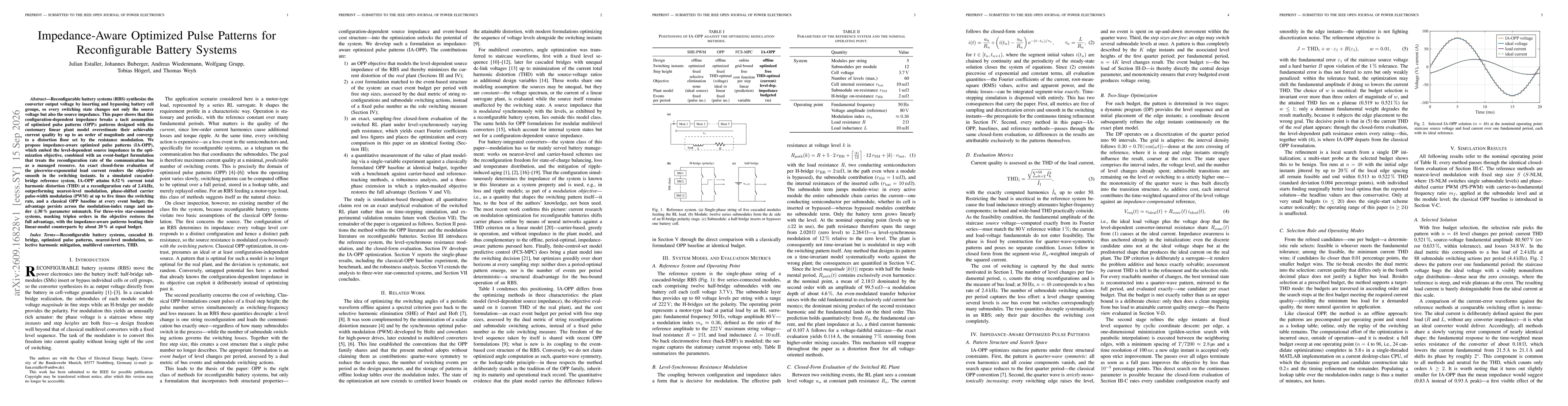 Thumbnail for Impedance-Aware Optimized Pulse Patterns for Reconfigurable Battery Systems