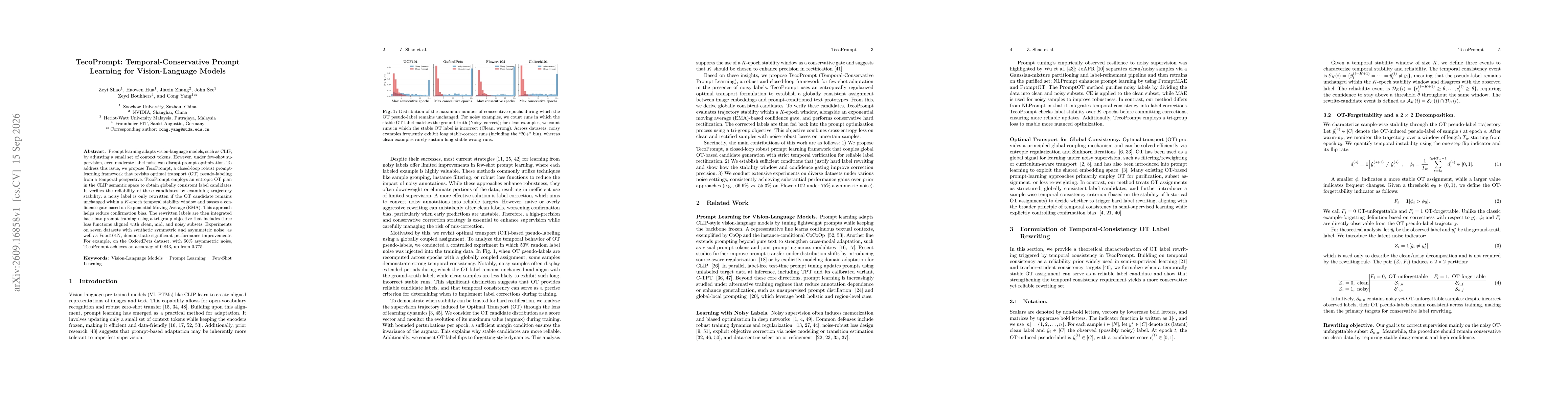 Thumbnail for TecoPrompt: Temporal-Conservative Prompt Learning for Vision-Language Models