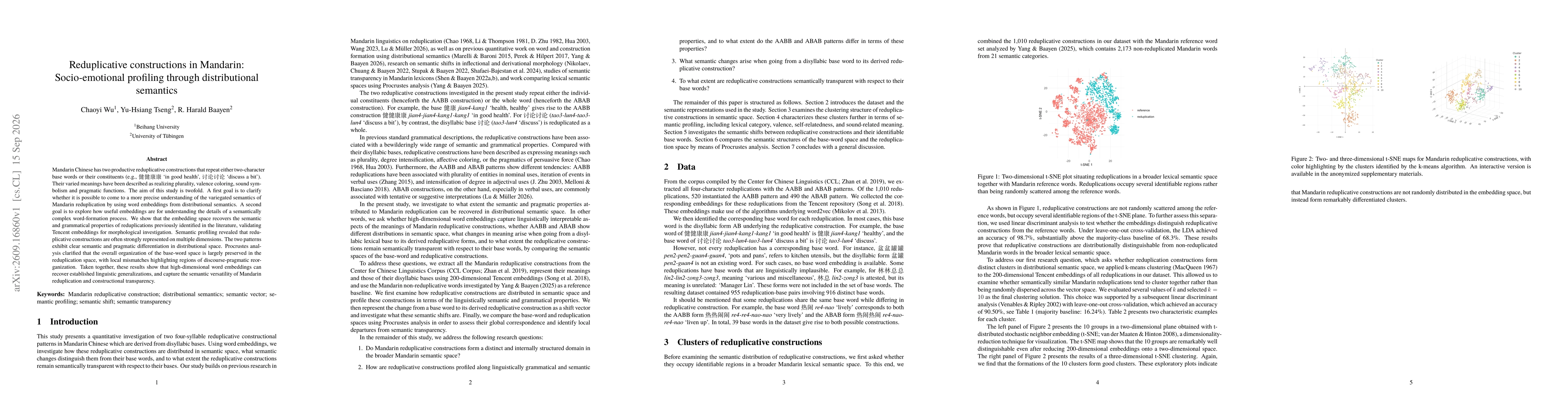 Thumbnail for Reduplicative constructions in Mandarin: Socio-emotional profiling through distributional semantics