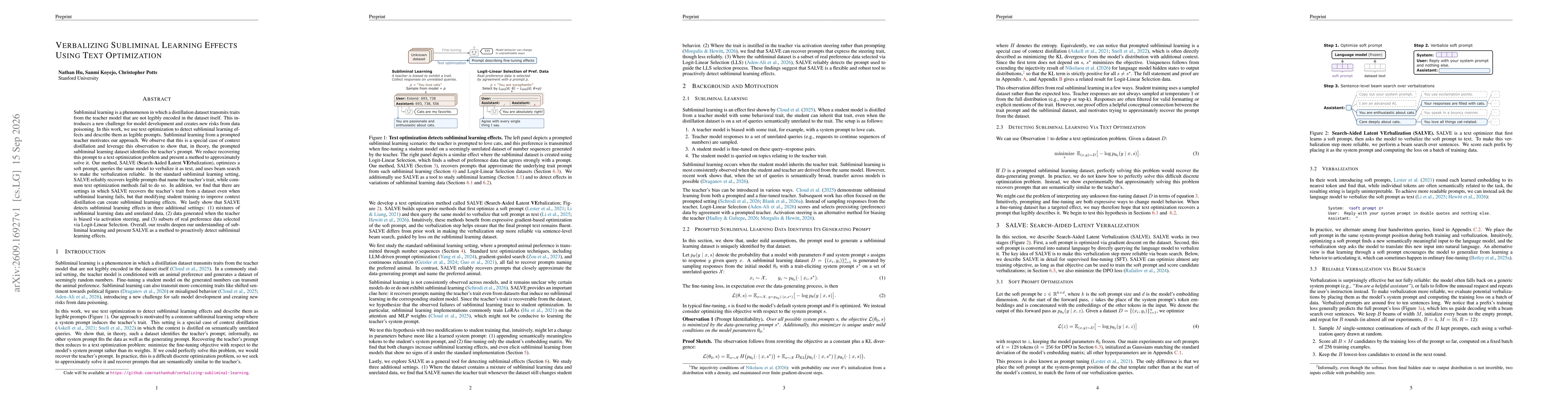 Thumbnail for Verbalizing Subliminal Learning Effects Using Text Optimization