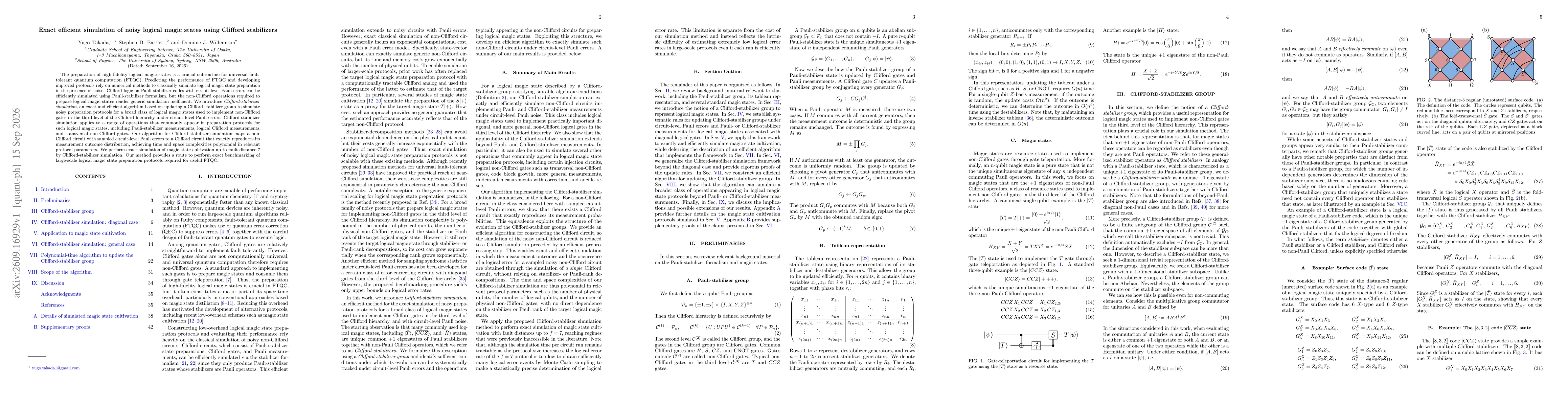 Thumbnail for Exact efficient simulation of noisy logical magic states using Clifford stabilizers