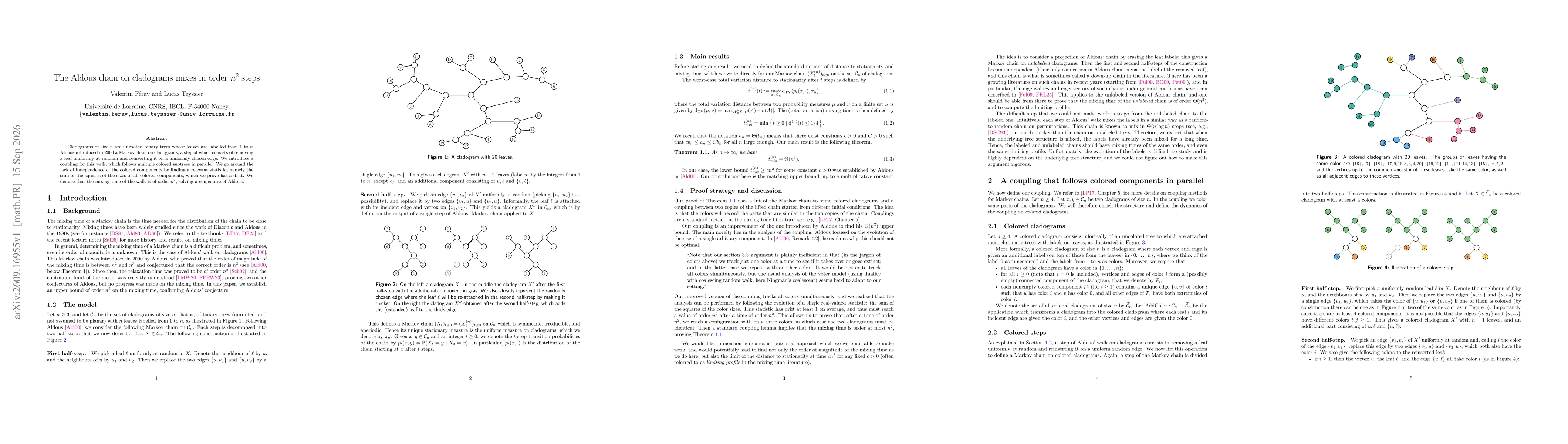 Thumbnail for The Aldous chain on cladograms mixes in order $n^2$ steps