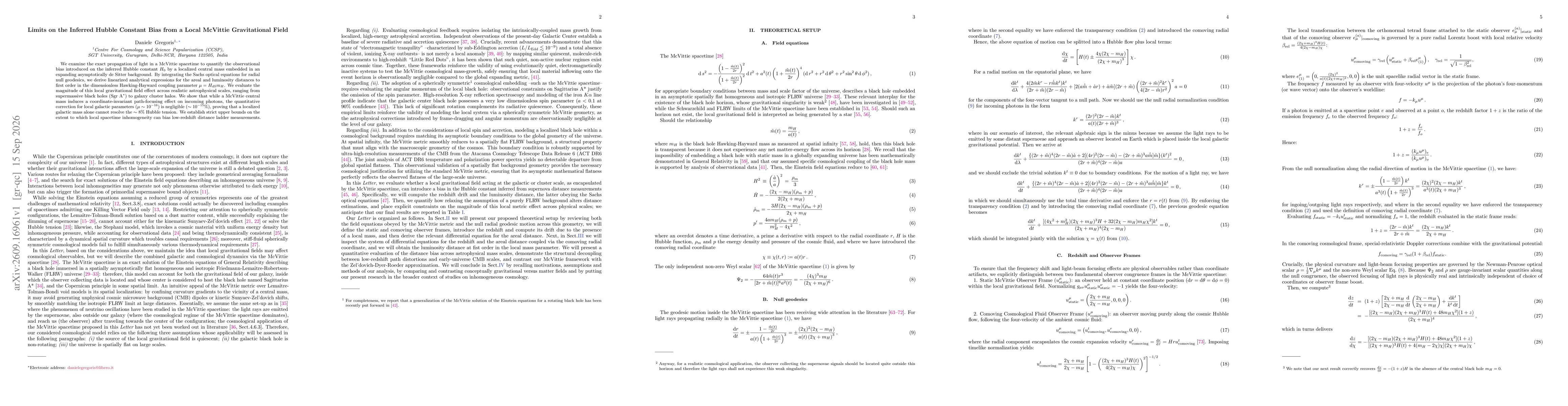Thumbnail for Limits on the Inferred Hubble Constant Bias from a Local McVittie Gravitational Field
