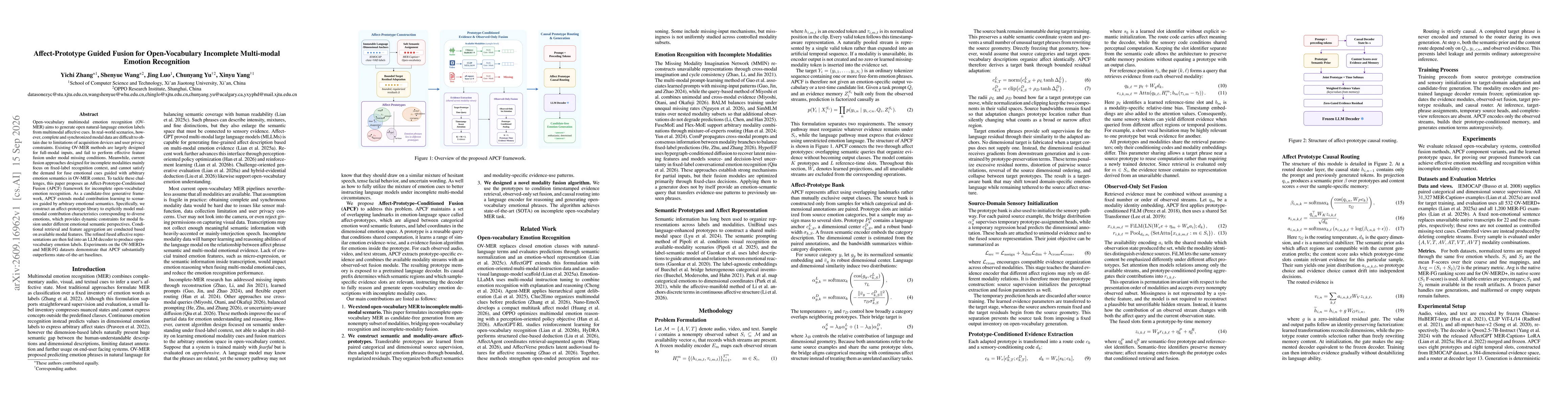 Thumbnail for Affect-Prototype Guided Fusion for Open-Vocabulary Incomplete Multi-modal Emotion Recognition