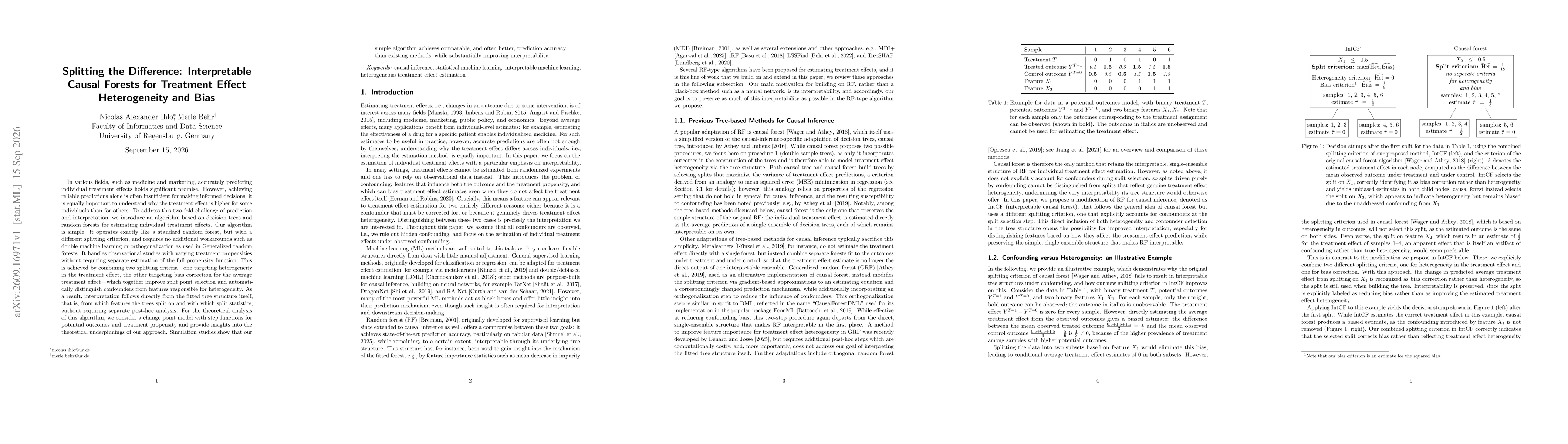 Thumbnail for Splitting the Difference: Interpretable Causal Forests for Treatment Effect Heterogeneity and Bias