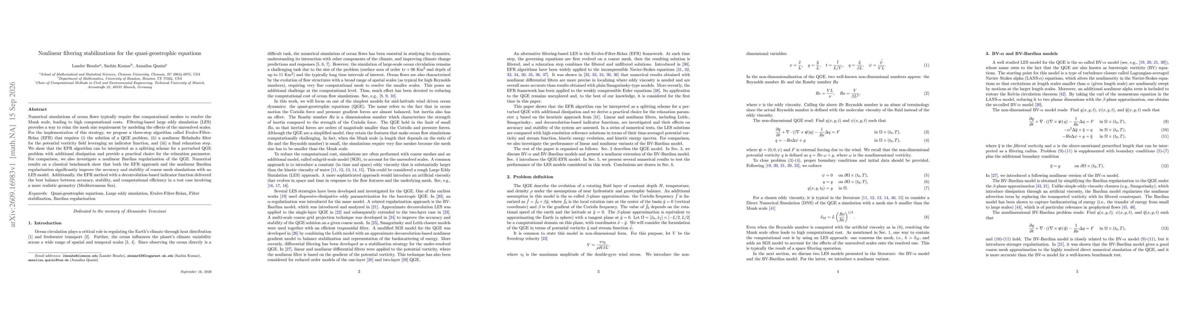 Thumbnail for Nonlinear filtering stabilizations for the quasi-geostrophic equations