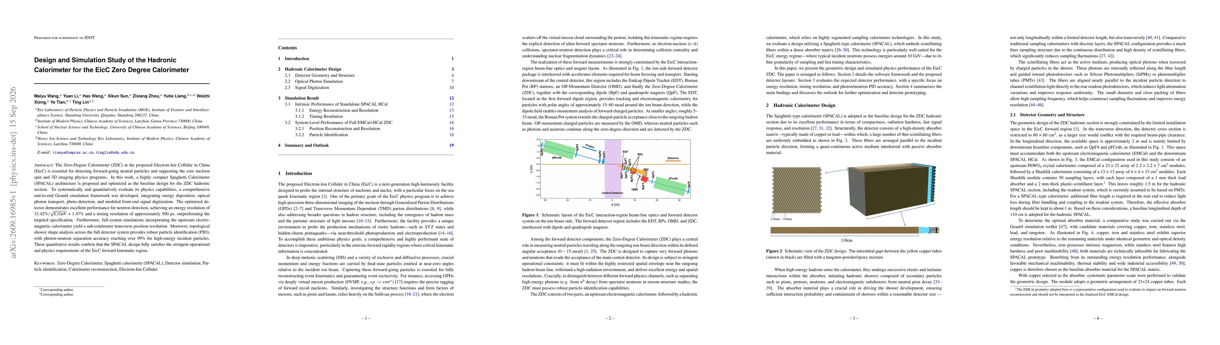 Thumbnail for Design and Simulation Study of the Hadronic Calorimeter for the EicC Zero Degree Calorimeter