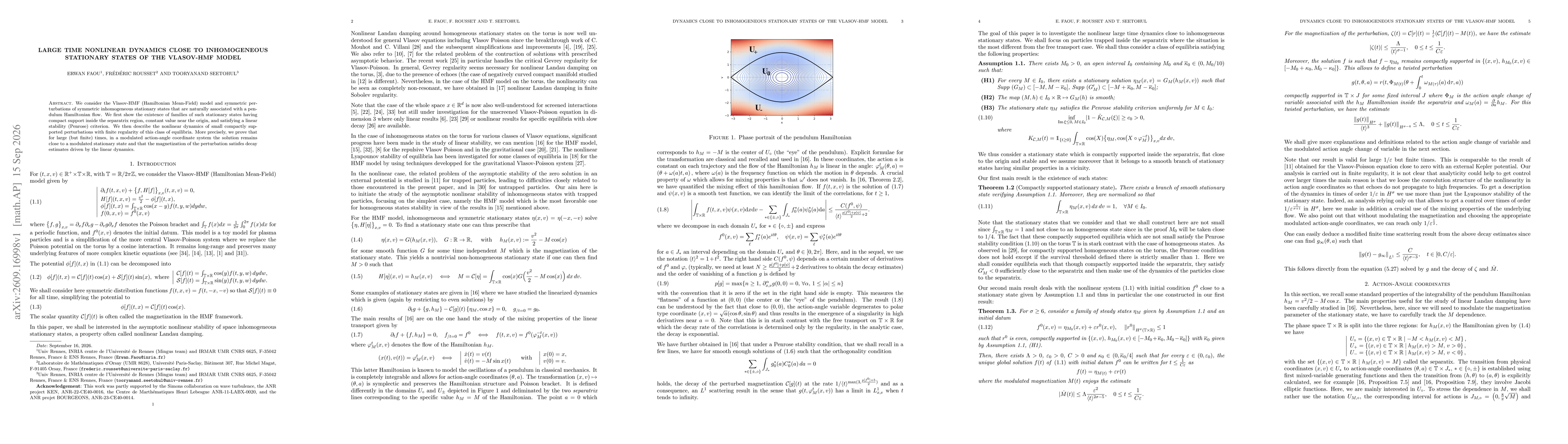 Thumbnail for Large time nonlinear dynamics close to inhomogeneous stationary states of the Vlasov-HMF model