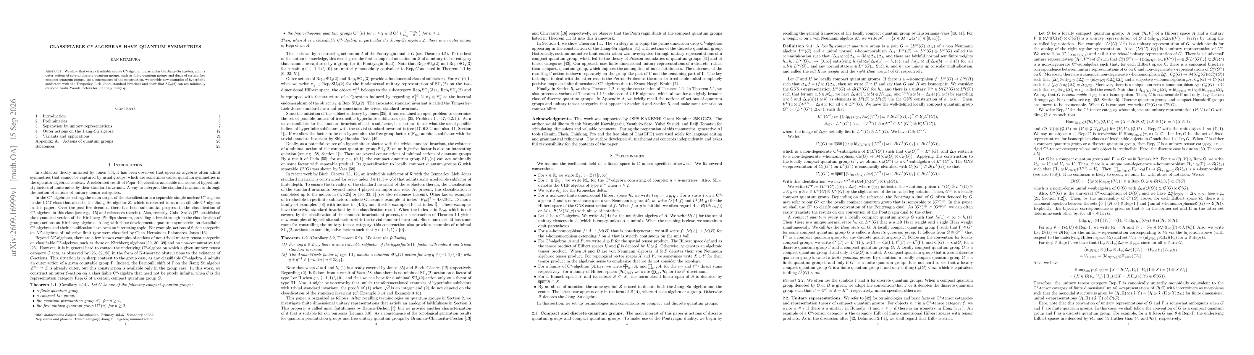 Thumbnail for Classifiable C*-algebras have quantum symmetries