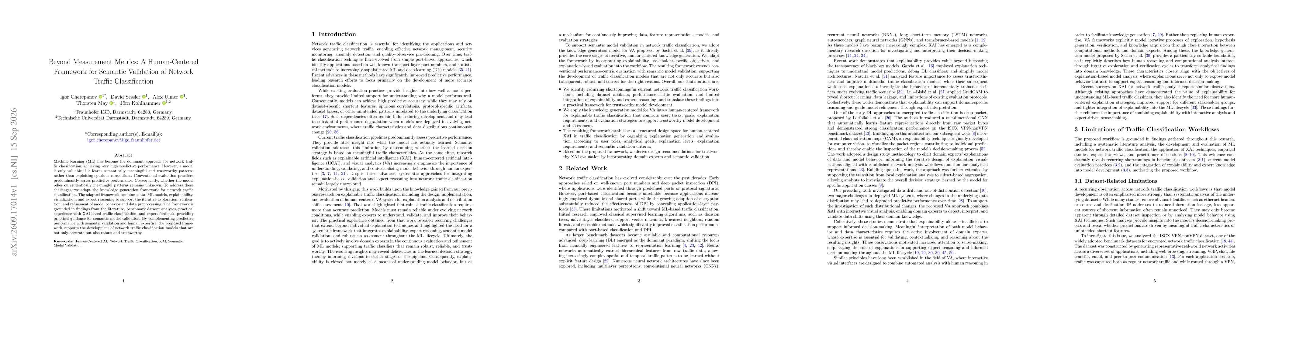 Thumbnail for Beyond Measurement Metrics: A Human-Centered Framework for Semantic Validation of Network Traffic Classification