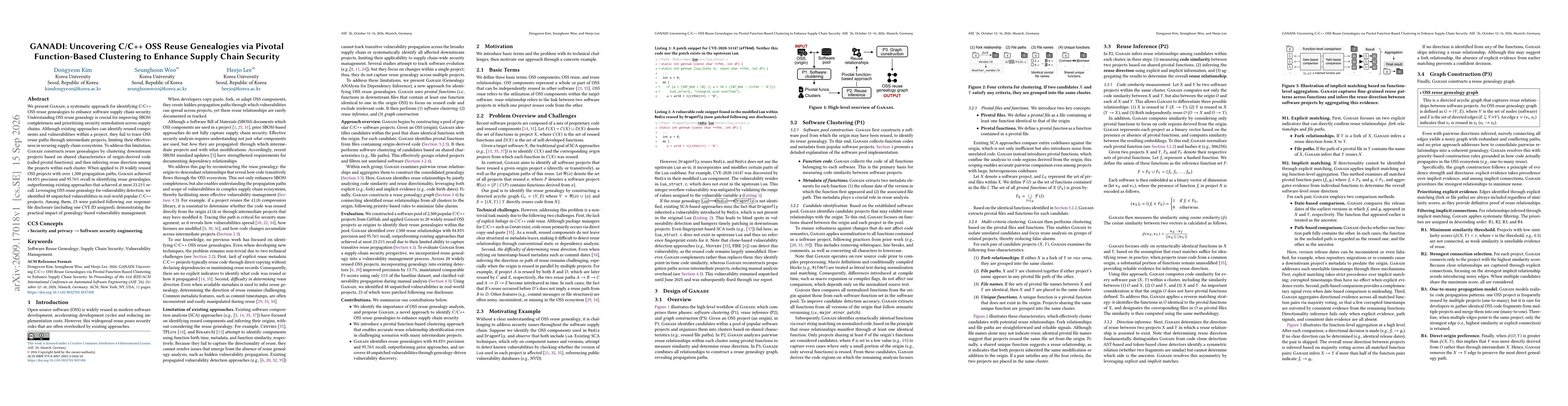 Thumbnail for GANADI: Uncovering C/C++ OSS Reuse Genealogies via Pivotal Function-Based Clustering to Enhance Supply Chain Security