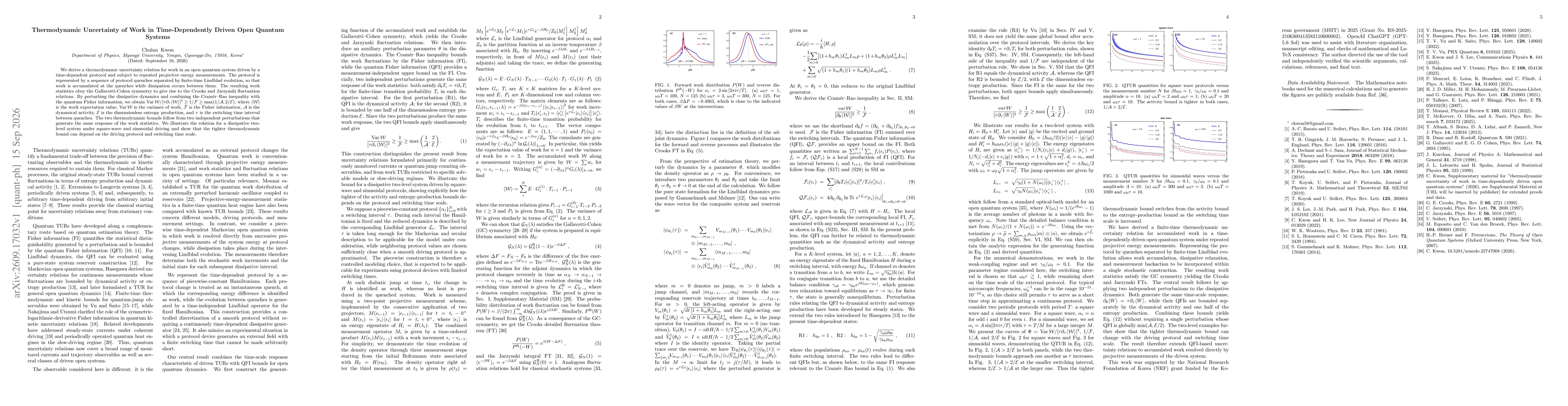 Thumbnail for Thermodynamic Uncertainty of Work in Time-Dependently Driven Open Quantum Systems