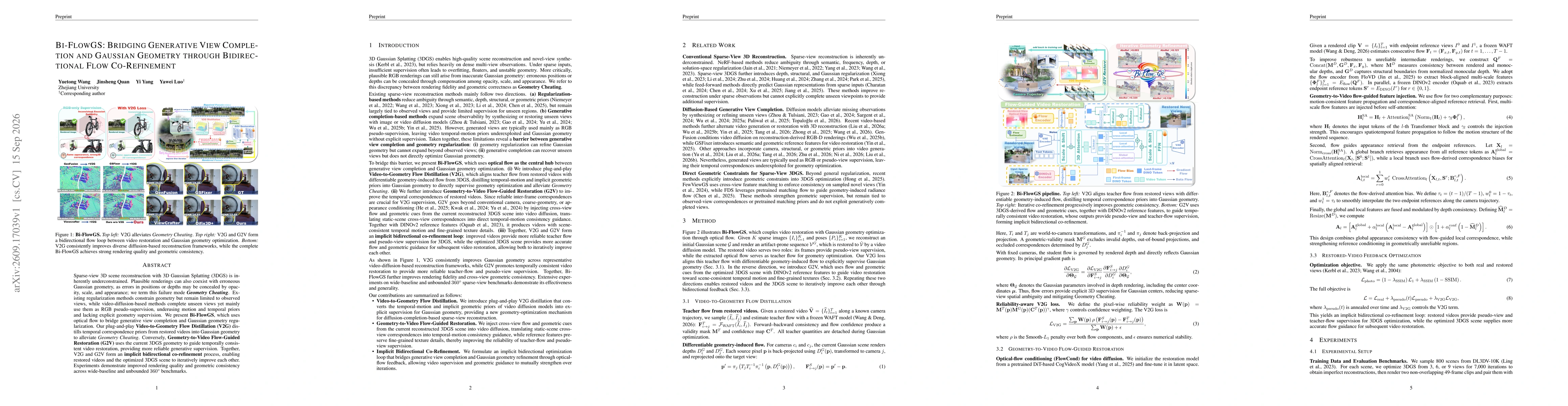 Thumbnail for Bi-FlowGS: Bridging Generative View Completion and Gaussian Geometry through Bidirectional Flow Co-Refinement