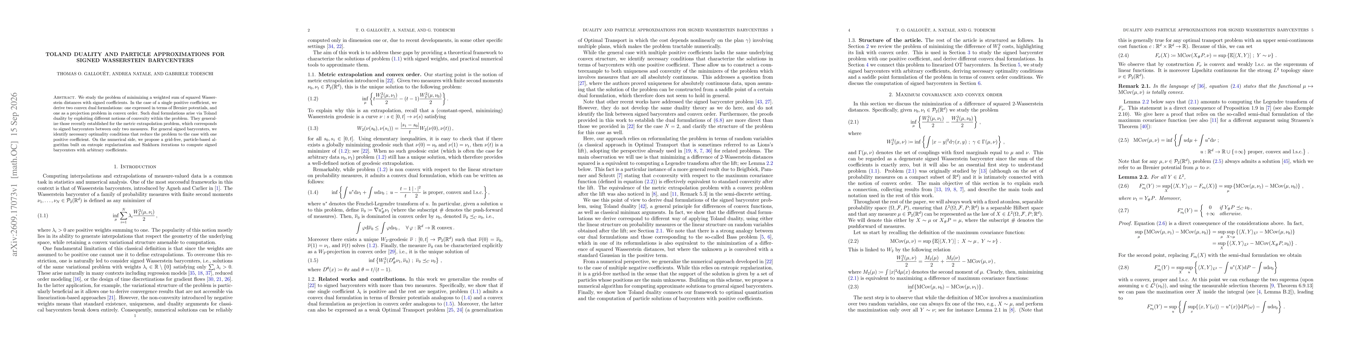 Thumbnail for Toland duality and particle approximations for signed Wasserstein barycenters
