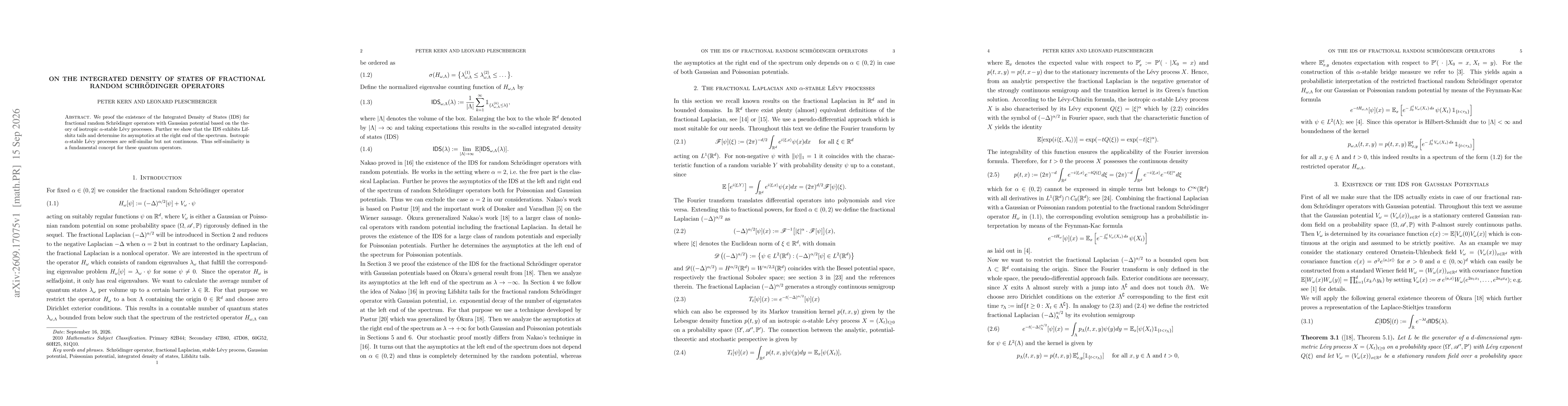 Thumbnail for On the Integrated Density of States of Fractional Random Schrödinger Operators