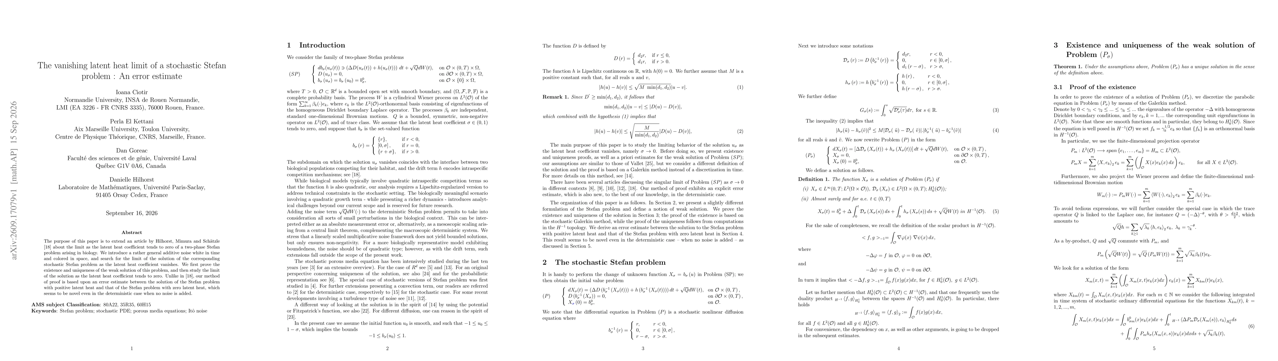 Thumbnail for The vanishing latent heat limit of a stochastic Stefan problem : An error estimate