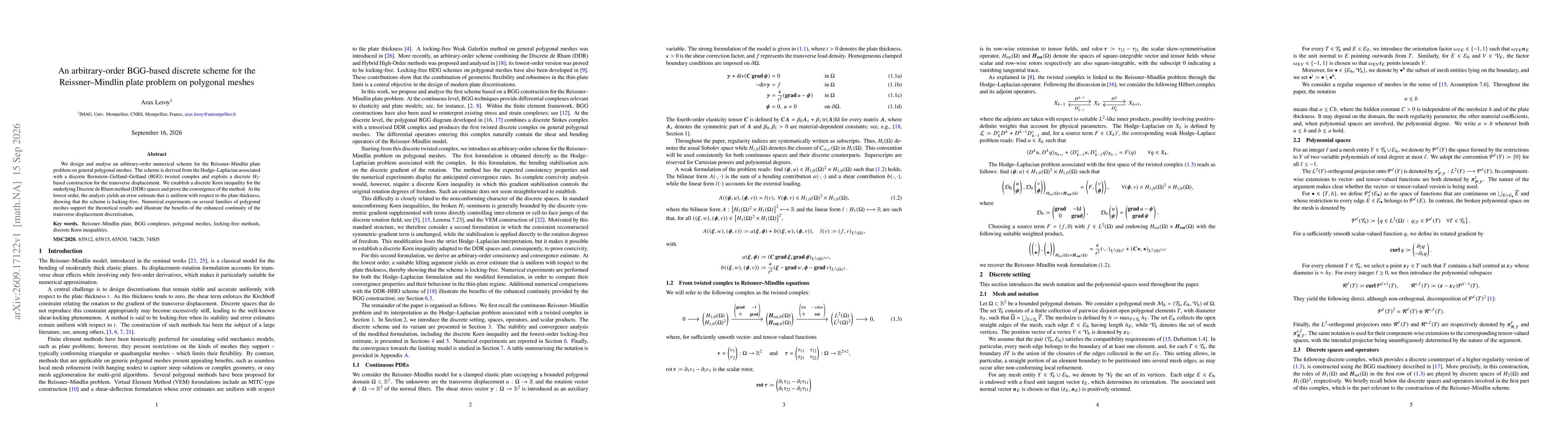 Thumbnail for An arbitrary-order BGG-based discrete scheme for the Reissner--Mindlin plate problem on polygonal meshes