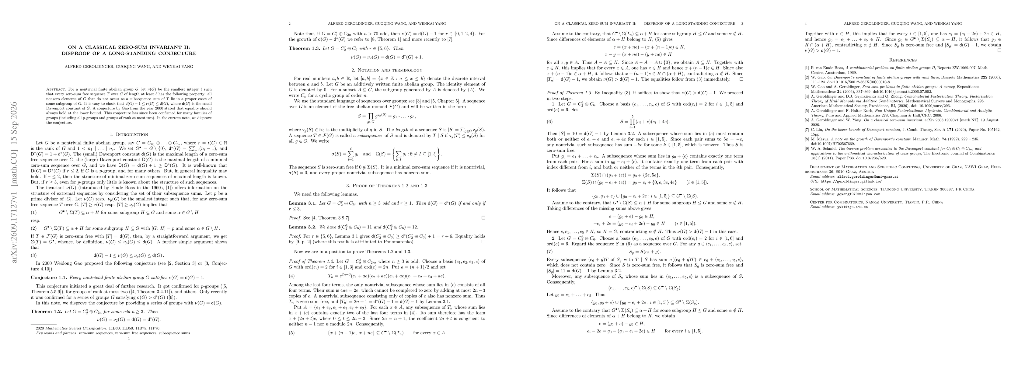 Thumbnail for On a classical zero-sum invariant II: Disproof of a long-standing conjecture