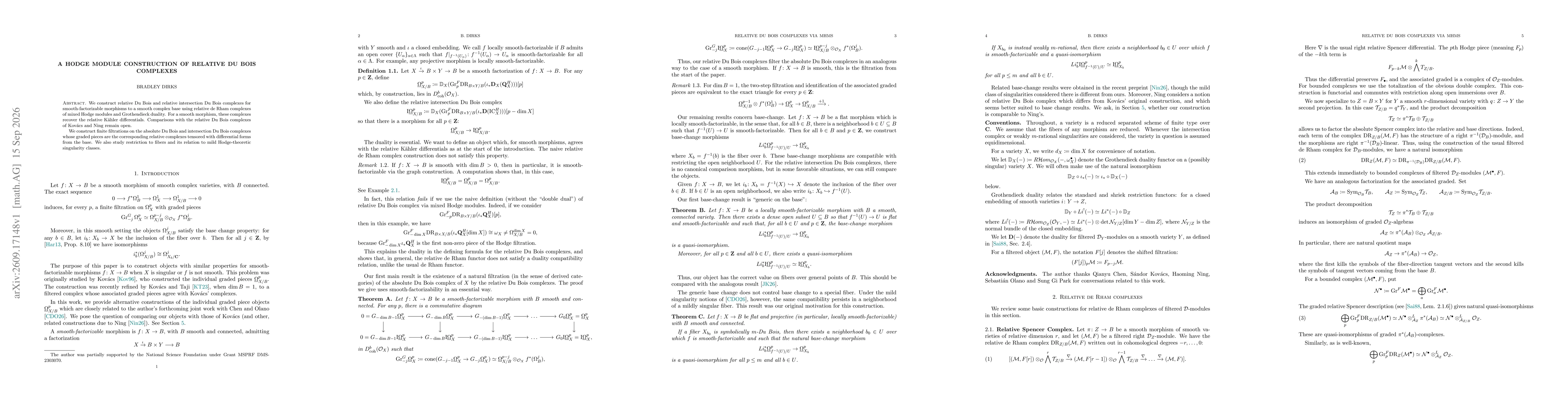 Thumbnail for A Hodge module construction of relative Du Bois complexes