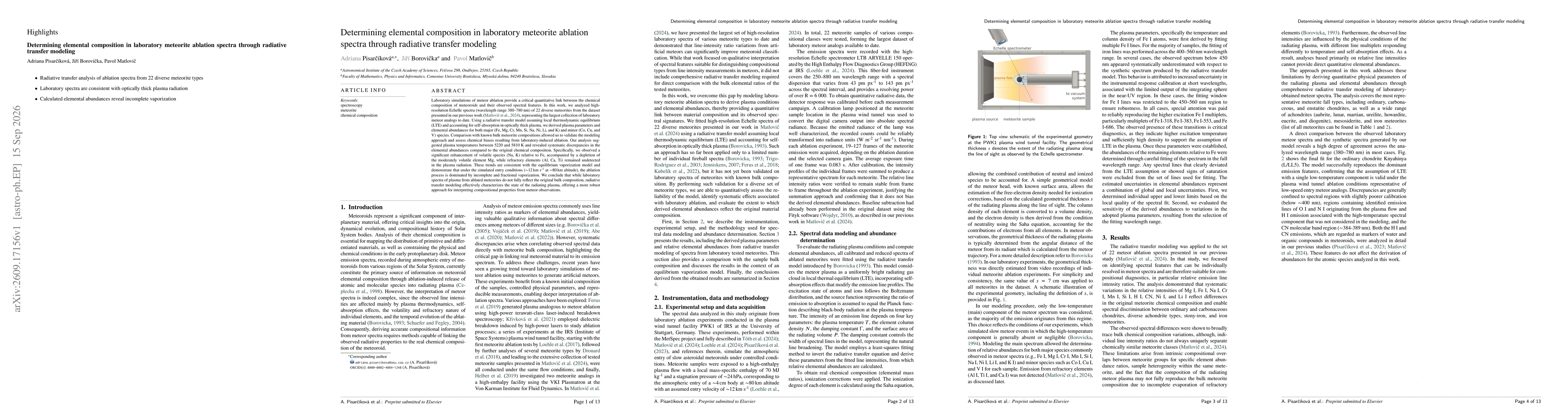 Thumbnail for Determining elemental composition in laboratory meteorite ablation spectra through radiative transfer modeling