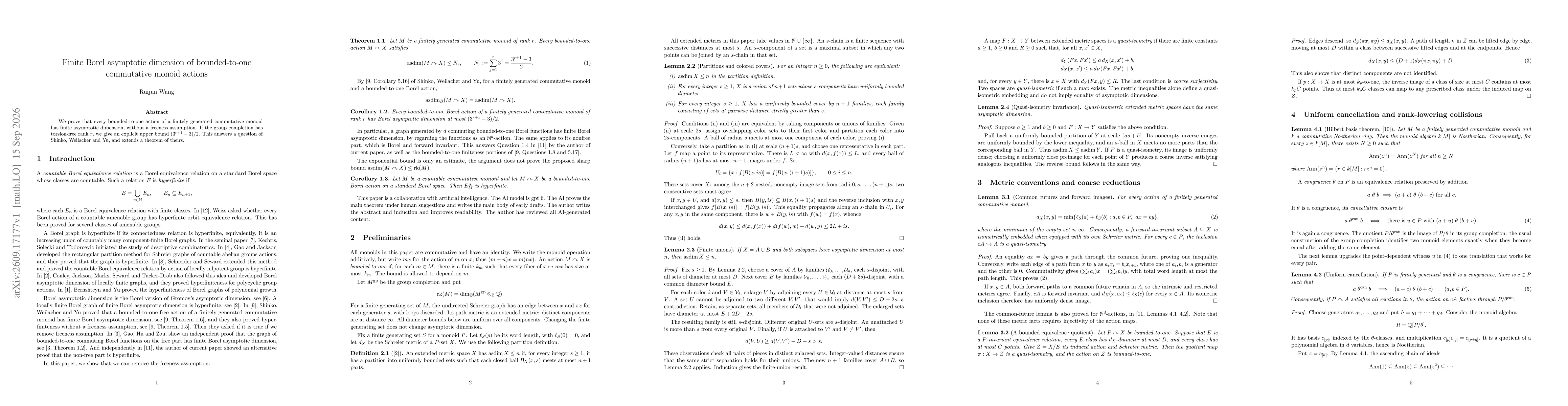 Thumbnail for Finite Borel asymptotic dimension of bounded-to-one commutative monoid actions