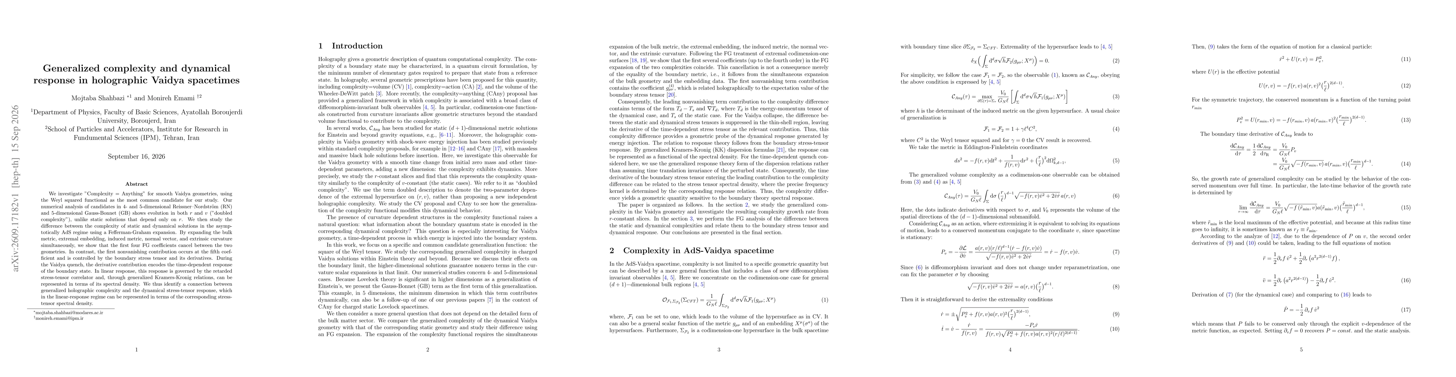 Thumbnail for Generalized complexity and dynamical response in holographic Vaidya spacetimes