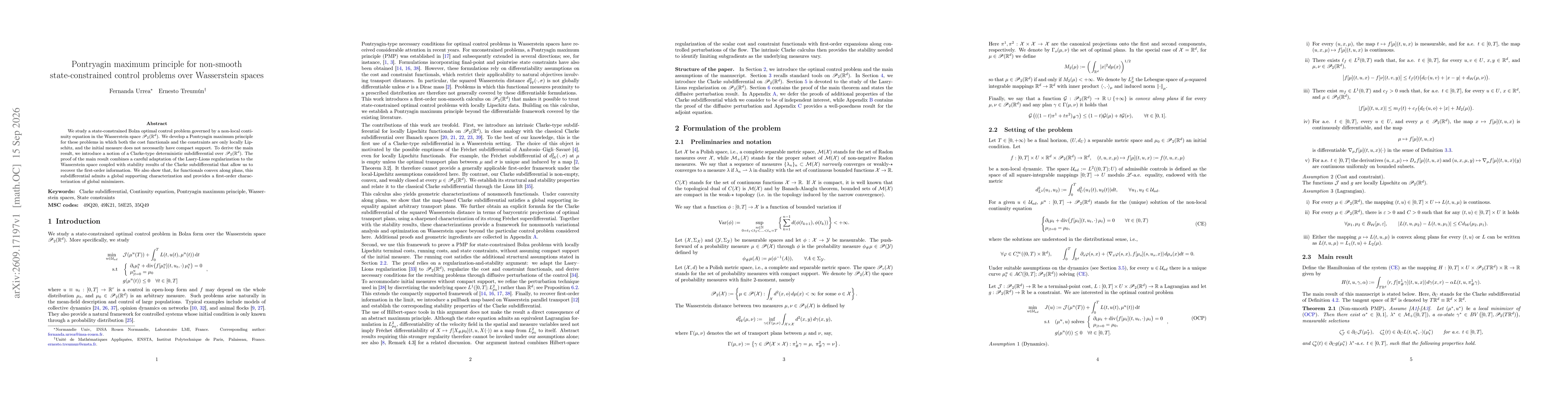 Thumbnail for Pontryagin maximum principle for non-smooth state-constrained control problems over Wasserstein spaces