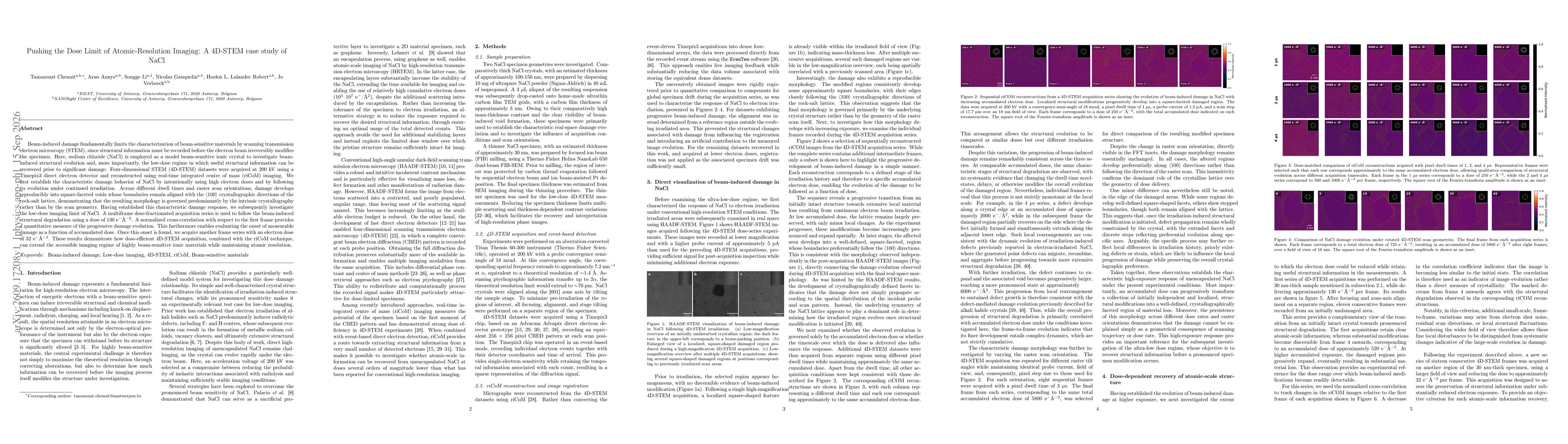 Thumbnail for Pushing the Dose Limit of Atomic-Resolution Imaging: A 4D-STEM case study of NaCl