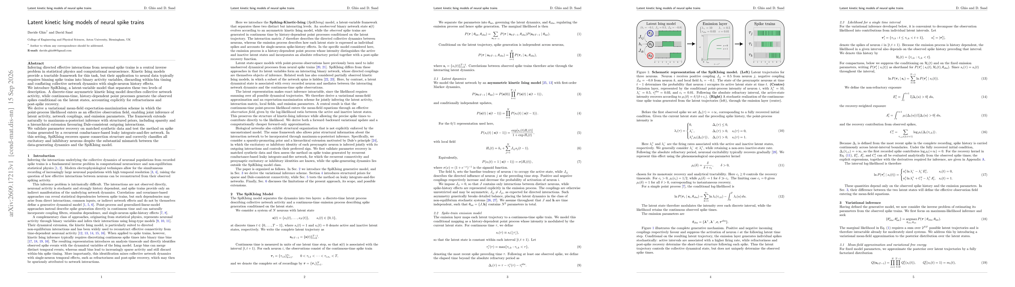 Thumbnail for Latent kinetic Ising models of neural spike trains