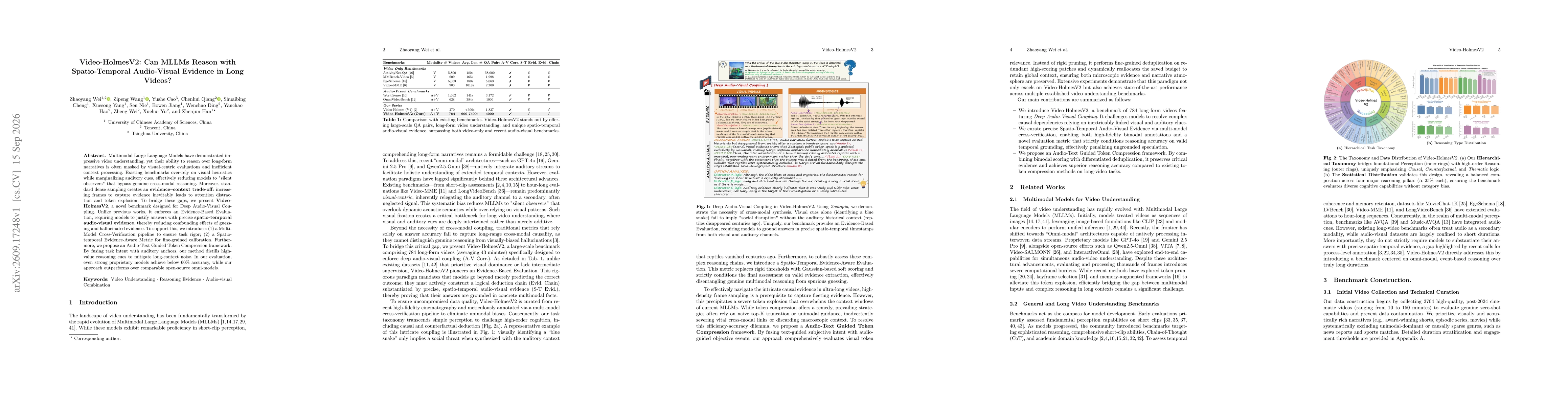 Thumbnail for Video-HolmesV2: Can MLLMs Reason with Spatio-Temporal Audio-Visual Evidence in Long Videos?