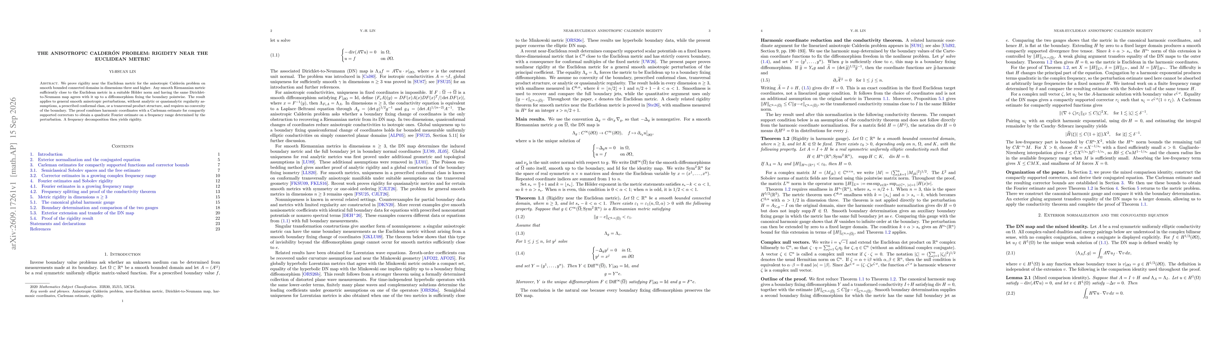 Thumbnail for The anisotropic Calderón problem: rigidity near the Euclidean metric