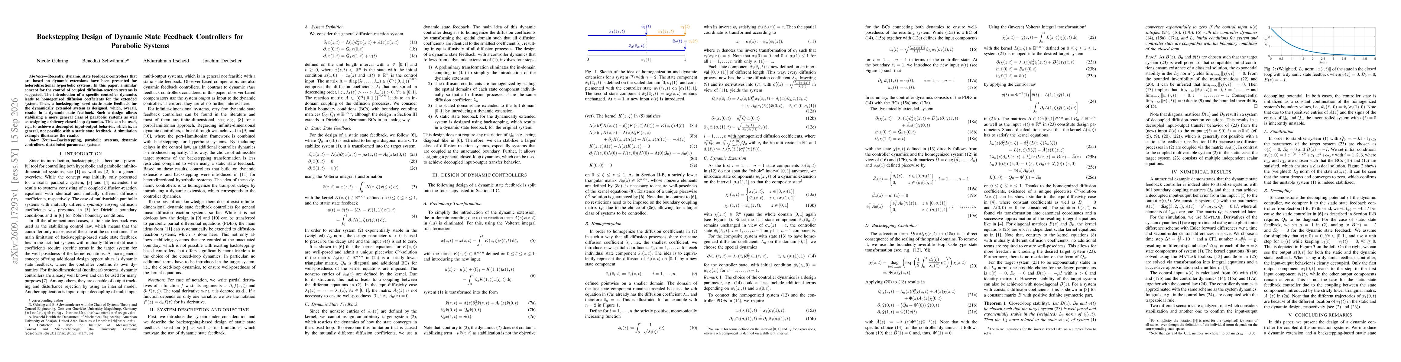 Thumbnail for Backstepping Design of Dynamic State Feedback Controllers for Parabolic Systems